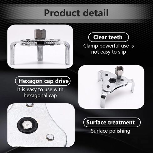 UGSHY 1 PC Car Oil Filter Wrench, Flat 3 Jaw Adjustable Flexible Efficient Oil Grid Disassembly Tool, for 1/2" DR drive tools or 13/16" rotating handle, Universal for Car Accessories (Silver) in Saudi Arabia