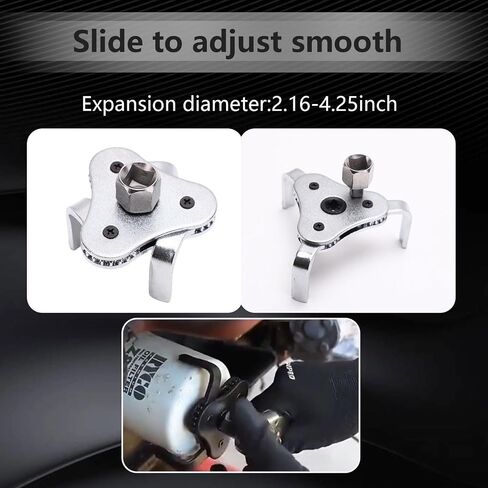 UGSHY 1 PC Car Oil Filter Wrench, Flat 3 Jaw Adjustable Flexible Efficient Oil Grid Disassembly Tool, for 1/2" DR drive tools or 13/16" rotating handle, Universal for Car Accessories (Silver) in Saudi Arabia