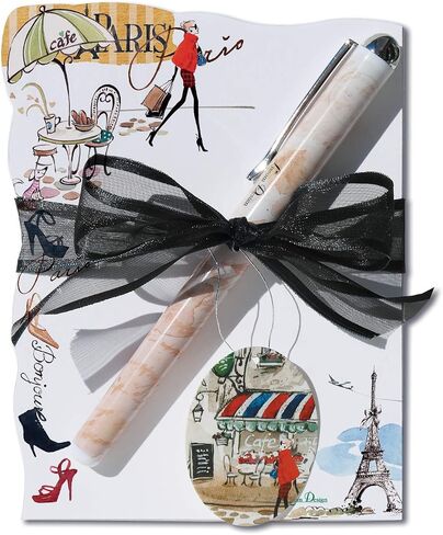 Lissom Design Note Pad Gift Desk Set for Home or Office Memo Sheet Notepad and Pen, 2-Piece, Paris Fashion in Saudi Arabia