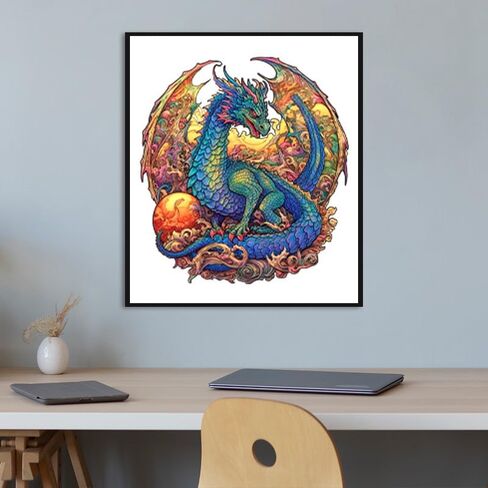 Dragon Wooden Puzzles for Adults Kids, Unique Animal Shaped Cool Wooden Jigsaw Puzzles, Premium Box Wood Cut Puzzles for Teens, Best Family Ideas (L-11.8 * 11.2 in-229pcs) in Saudi Arabia