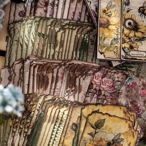 ملصقات سجل القصاصات من NEDIE 180 قطعة، ملصقات مخطط الزهور العتيقة لوازم المجلات غير المرغوب فيها مواد سجل القصاصات، ملصقات فراشة جمالية لوازم المجلات الرصاصة لتزيين الحرف اليدوية in Kuwait