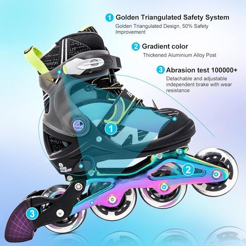 Light up Inline Skates for Kids, 5 Size Adjustable Length and Width Roller Shoes with Full Illuminating Wheels for Girls and Boys, Blades Roller Skates for Beginner Men and Adults in Saudi Arabia