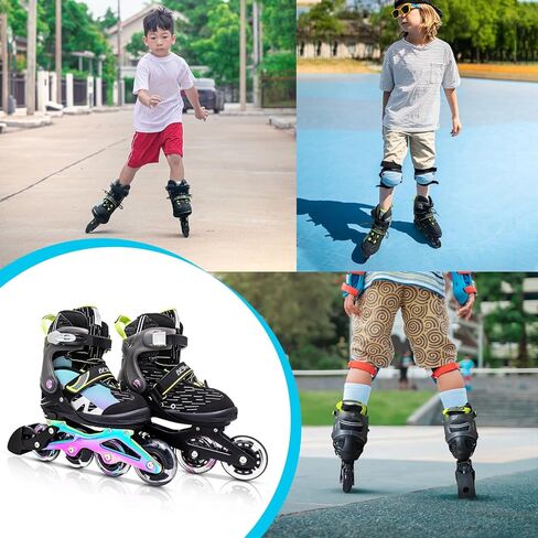 Light up Inline Skates for Kids, 5 Size Adjustable Length and Width Roller Shoes with Full Illuminating Wheels for Girls and Boys, Blades Roller Skates for Beginner Men and Adults in Saudi Arabia