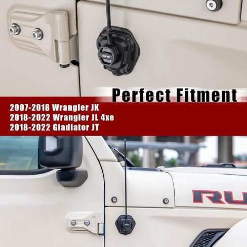 غطاء قاعدة هوائي SHEAM - غطاء سفلي جوي للسيارة راديو متوافق مع Jeep Wrangler 2007-2022 JK JL 4xe Gladiator JT ABS زخرفة بلاستيكية سوداء (ليس هوائي) in Kuwait