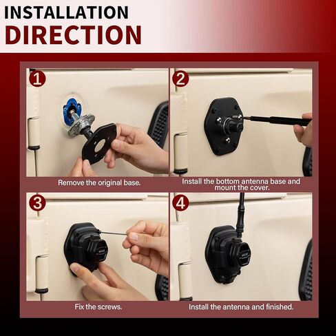 غطاء قاعدة هوائي SHEAM - غطاء سفلي جوي للسيارة راديو متوافق مع Jeep Wrangler 2007-2022 JK JL 4xe Gladiator JT ABS زخرفة بلاستيكية سوداء (ليس هوائي) in Kuwait