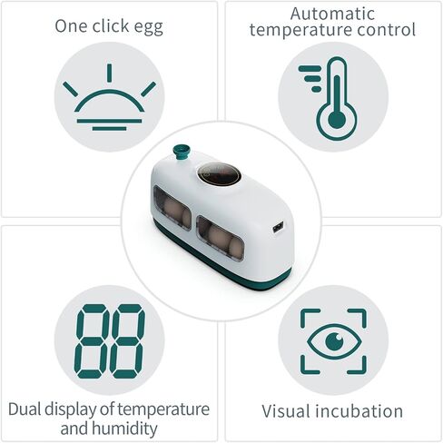 QMCAHCE Egg Incubator, Digital Eggs Incubators for Hatching Eggs, Humidity Control LED Egg Incubators with Egg Candler Tester, for Hatching Chicken Duck Quail Bird Eggs(Pink) in Saudi Arabia
