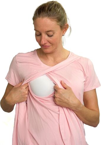 Women's Maternity Nursing Top Double Layered Side Opening Design for Comfortable & Easy Breastfeeding Pregnancy Apparel in Saudi Arabia