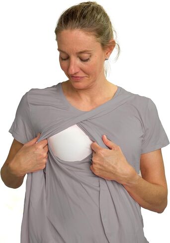 Women's Maternity Nursing Top Double Layered Side Opening Design for Comfortable & Easy Breastfeeding Pregnancy Apparel in Saudi Arabia