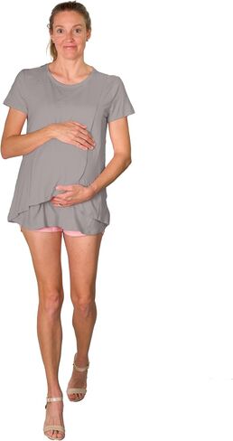 Women's Maternity Nursing Top Double Layered Side Opening Design for Comfortable & Easy Breastfeeding Pregnancy Apparel in Saudi Arabia