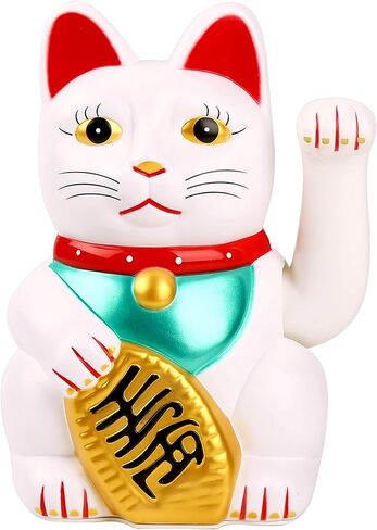 RandJ 8’‘ Cute Waving Lucky cat Janpanese Manekineko Waving Arm for Fortune Money and Good Luck Battery in Kuwait