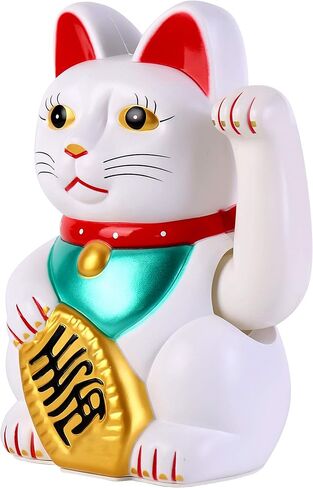 RandJ 8’‘ Cute Waving Lucky cat Janpanese Manekineko Waving Arm for Fortune Money and Good Luck Battery in Kuwait