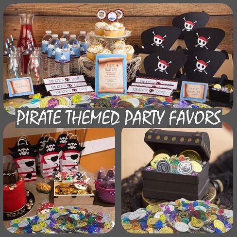 AiFanS Treasure Chest for Kids Prizes,Plastic Treasure Chest with 320 Treasure Gold Coins and Gems/Jewels- Perfect for Pirate Themed Parties and Games in Kuwait