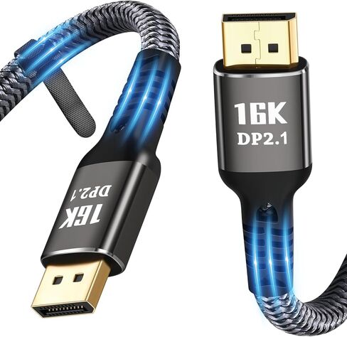 CABLEDECONN 16K Displayport 2.1 Cable 15ft, 16K@30Hz 8K@60Hz 4K@144Hz, 80Gbps High Speed, Braided Displayport Cord HDR, HDCP, DSC 1.2a, Compatible HDTVs, Displays, Monitors, Graphics, PC in Saudi Arabia