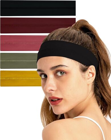 عصابات رأس من Naturalcolor للنساء ذات شعر قصير غير قابلة للانزلاق، أربطة شعر مرنة من القماش الناعم، أربطة شعر للتمرين واليوجا والجري والرياضة، لف شعر رقيق للفتيات in Kuwait
