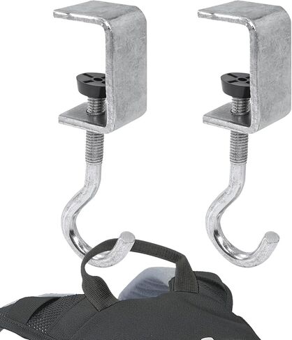 2 Pcs Desk Mount Bag Holder Hook Clamp-On Backpack Hanger Portable Desk Mount Headphones Holder Reduce Desk Clutter for Table Desk, Under Counter - Black in Kuwait