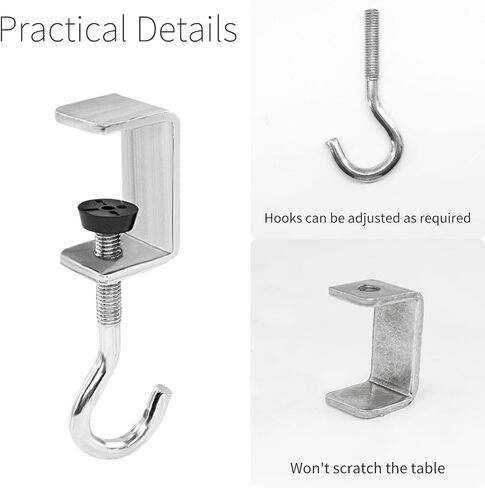 2 Pcs Desk Mount Bag Holder Hook Clamp-On Backpack Hanger Portable Desk Mount Headphones Holder Reduce Desk Clutter for Table Desk, Under Counter - Black in Kuwait