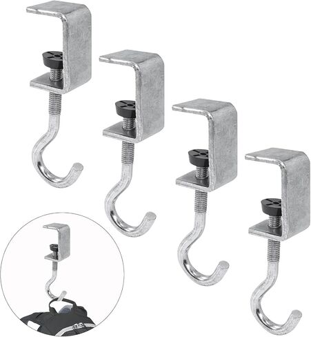 2 Pcs Desk Mount Bag Holder Hook Clamp-On Backpack Hanger Portable Desk Mount Headphones Holder Reduce Desk Clutter for Table Desk, Under Counter - Black in Kuwait