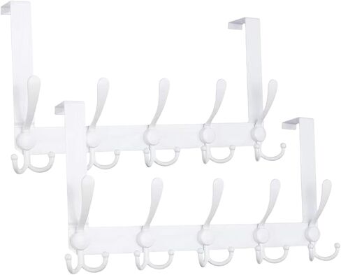 Over The Door Hook Towel Hook, Rack for Clothes Garage Hooks Heavy Duty Hooks for Bathroom Closet, Black (2 Pack, 5 Hook, BK) in Saudi Arabia