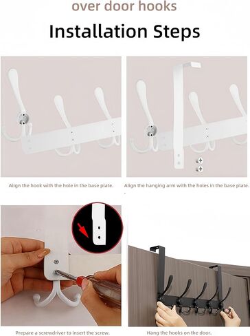 Over The Door Hook Towel Hook, Rack for Clothes Garage Hooks Heavy Duty Hooks for Bathroom Closet, Black (2 Pack, 5 Hook, BK) in Saudi Arabia