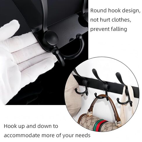 Over The Door Hook Towel Hook, Rack for Clothes Garage Hooks Heavy Duty Hooks for Bathroom Closet, Black (2 Pack, 5 Hook, BK) in Saudi Arabia