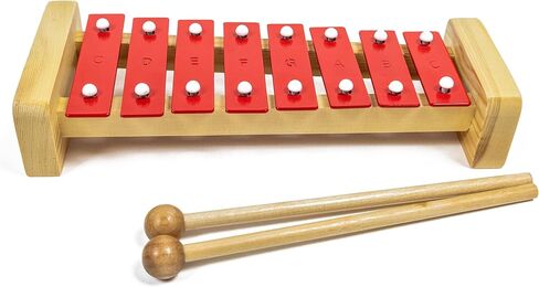 إكسيليفون غلوكينسبيل خشبي كلاسيكي احترافي مع 8 مفاتيح معدنية للبالغين والأطفال - يتضمن 2 مضارب خشبيين in Kuwait