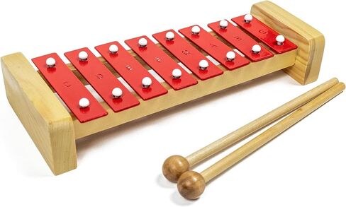 إكسيليفون غلوكينسبيل خشبي كلاسيكي احترافي مع 8 مفاتيح معدنية للبالغين والأطفال - يتضمن 2 مضارب خشبيين in Kuwait
