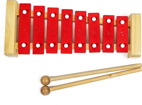 إكسيليفون غلوكينسبيل خشبي كلاسيكي احترافي مع 8 مفاتيح معدنية للبالغين والأطفال - يتضمن 2 مضارب خشبيين in Kuwait