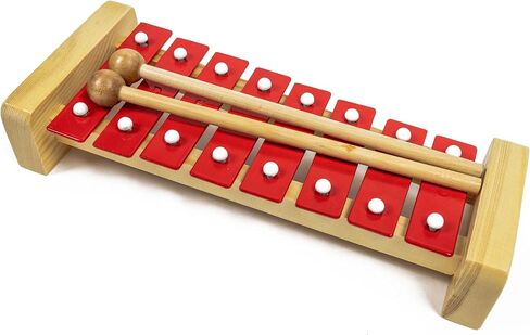 إكسيليفون غلوكينسبيل خشبي كلاسيكي احترافي مع 8 مفاتيح معدنية للبالغين والأطفال - يتضمن 2 مضارب خشبيين in Kuwait