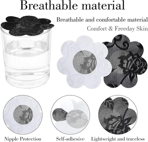 WLLHYF 10 Pairs Nipple Covers, Breast Covers Nipple Cover Pasties Disposable Lace Petals Bra Pad Self-Adhesive No Show Bra in Saudi Arabia