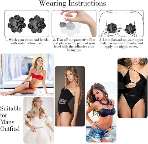 WLLHYF 10 Pairs Nipple Covers, Breast Covers Nipple Cover Pasties Disposable Lace Petals Bra Pad Self-Adhesive No Show Bra in Saudi Arabia
