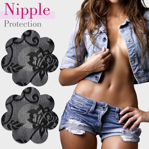 WLLHYF 10 Pairs Nipple Covers, Breast Covers Nipple Cover Pasties Disposable Lace Petals Bra Pad Self-Adhesive No Show Bra in Saudi Arabia