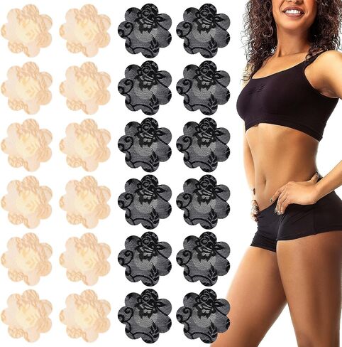 WLLHYF 10 Pairs Nipple Covers, Breast Covers Nipple Cover Pasties Disposable Lace Petals Bra Pad Self-Adhesive No Show Bra in Saudi Arabia