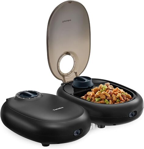 Tetsbo Automatic Cat Feeder,2-Meal Cat Food Bowl with 48-Hour Programmable Timer, Ice Pack, Dry or Semi-Moist Dog Food Dispenser for Puppies and Kittens in Saudi Arabia