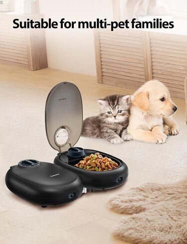 Tetsbo Automatic Cat Feeder,2-Meal Cat Food Bowl with 48-Hour Programmable Timer, Ice Pack, Dry or Semi-Moist Dog Food Dispenser for Puppies and Kittens in Saudi Arabia