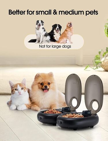 Tetsbo Automatic Cat Feeder,2-Meal Cat Food Bowl with 48-Hour Programmable Timer, Ice Pack, Dry or Semi-Moist Dog Food Dispenser for Puppies and Kittens in Saudi Arabia