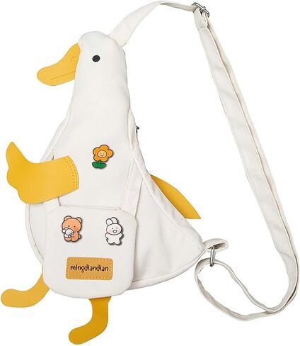 PRLINJSK Kawaii Purse, Cute Duck Crossbody Shoulder Bag, Novelty Messenger Purse for Girls Teens Women with Pins Gifts in Saudi Arabia
