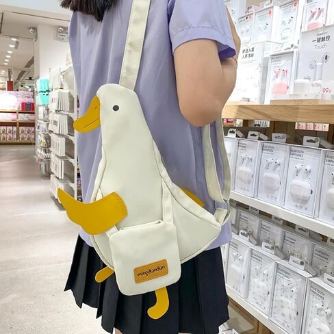 PRLINJSK Kawaii Purse, Cute Duck Crossbody Shoulder Bag, Novelty Messenger Purse for Girls Teens Women with Pins Gifts in Saudi Arabia