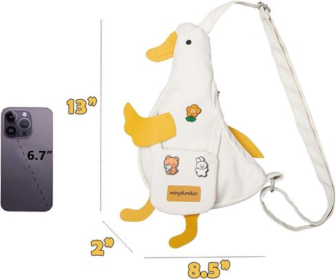 PRLINJSK Kawaii Purse, Cute Duck Crossbody Shoulder Bag, Novelty Messenger Purse for Girls Teens Women with Pins Gifts in Saudi Arabia