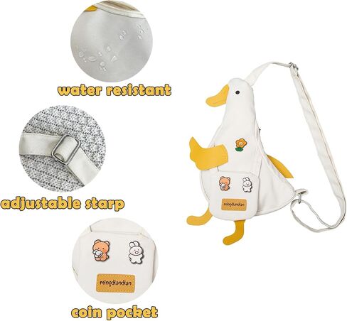 PRLINJSK Kawaii Purse, Cute Duck Crossbody Shoulder Bag, Novelty Messenger Purse for Girls Teens Women with Pins Gifts in Saudi Arabia