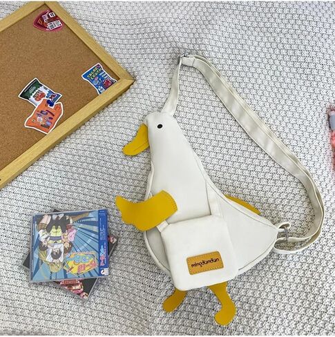 PRLINJSK Kawaii Purse, Cute Duck Crossbody Shoulder Bag, Novelty Messenger Purse for Girls Teens Women with Pins Gifts in Saudi Arabia