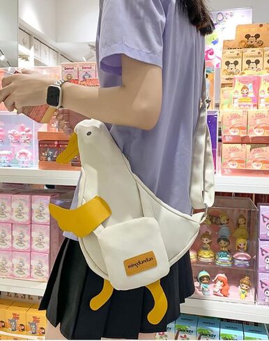 PRLINJSK Kawaii Purse, Cute Duck Crossbody Shoulder Bag, Novelty Messenger Purse for Girls Teens Women with Pins Gifts in Saudi Arabia