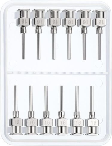 PATIKIL 16Ga x 0.5 Inch Stainless Steel Dispensing Needle Tips, 12Pcs Metal Glue Needle Tube Blunt Tips Luer Lock for Thick Glue Ink Lab, Silver in Saudi Arabia