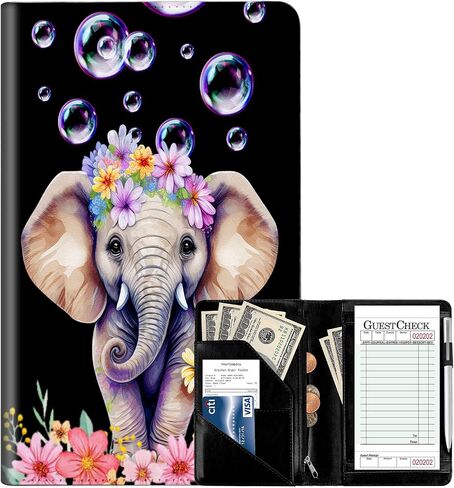 Server Book for Waitress, Leather Waiter Book Server Wallet with Zipper Pocket, Cute Waitress Book & Waitstaff Organizer with Money Pocket Fit Server Apron, Trippy Mushroom in Saudi Arabia