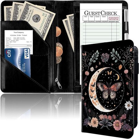 كتاب الخادم للنادلة، محفظة جلدية لخادم النادل مع جيب بسحاب، كتاب النادلة اللطيف ومنظم النادل مع جيب المال، مريلة الخادم، فطر تريبي in Kuwait