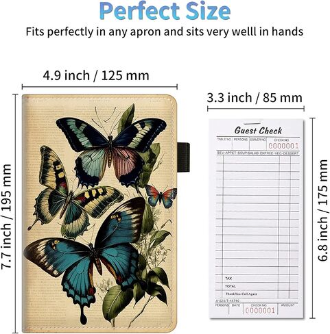 Server Book Organizer, Blue Inspirational Quote Server Books for Waitress, PU Leather Waiter Book Organizer with Zipper Pocket Guest Checks Books Holder for Restaurant Fit Server Apron in Saudi Arabia
