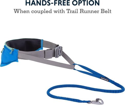 Ruffwear، مقود Trail Runner، حزام مطاطي مدمج وخفيف الوزن، مشبك قفل Crux، حمام سباحة أزرق، كبير in Kuwait