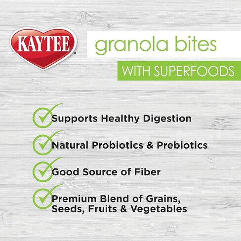 Kaytee Granola Bites with Super Foods Granola Bites and Flax for Pet Birds Conure, Cockatiel, Lovebird, Parakeet, Amazon, African Grey, Ecletus, Pionus, Cockatoos and Macaws, 4.50 Ounce (Pack of 1) in Saudi Arabia