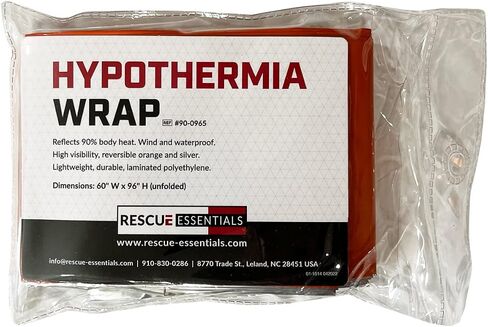 Rescue Essentials Hypothermia Wrap Blanket, Oversized 60" x 96", Mylar/Lightweight Polyethylene Fabric (Orange) in Saudi Arabia