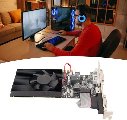 بطاقة رسومات Estink GT210 1G DDR3، بطاقة رسومات PCI Express 2.0 x 16 Bus Interface Game مع مروحة تبريد 64 بت تدعم VGA DVI HD واجهة الوسائط المتعددة DirectX10.1 PC بطاقة رسومات in Saudi Arabia