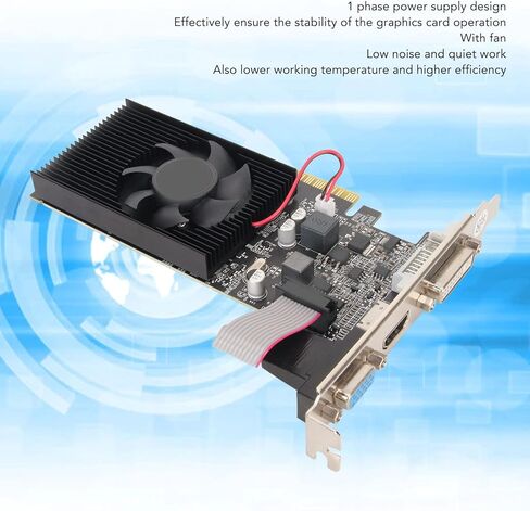 بطاقة رسومات Estink GT210 1G DDR3، بطاقة رسومات PCI Express 2.0 x 16 Bus Interface Game مع مروحة تبريد 64 بت تدعم VGA DVI HD واجهة الوسائط المتعددة DirectX10.1 PC بطاقة رسومات in Saudi Arabia